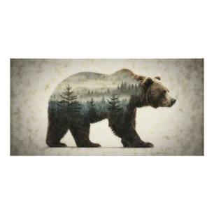 Grizzly Bear Wilderness Art Poster