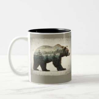 Grizzly Bear Wilderness Art Two-Tone Coffee Mug