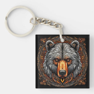 🐻✨ Grizzly Bear Wildlife Art 🌲🔑 Keychain