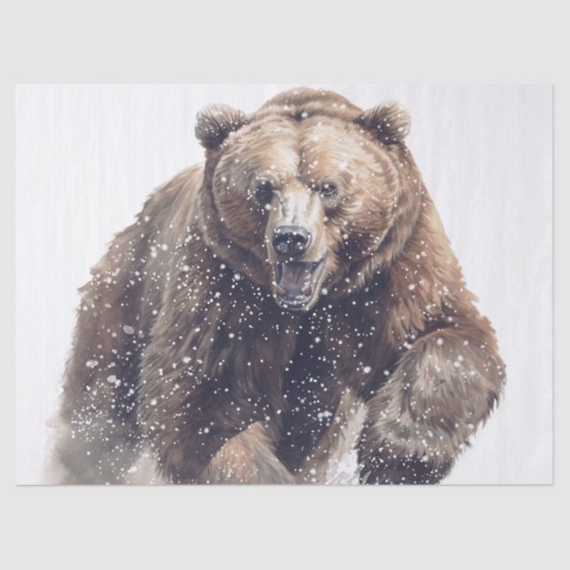 Grizzly Bear Winter Tissue Paper (Front)