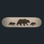 Grizzly Bear with Cubs Silhouettes Skateboard<br><div class="desc"></div>