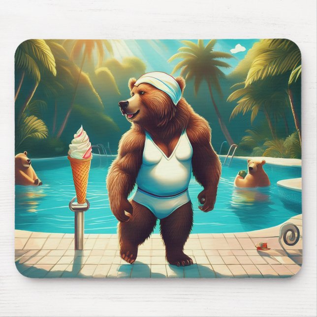 Grizzly Bears At The Pool Mouse Pad (Front)