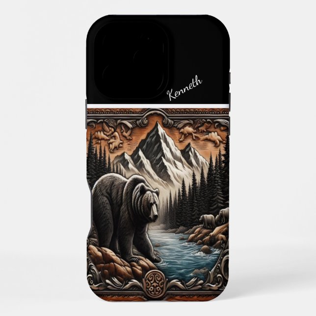 Grizzly By The Stream iPhone Case (Back)