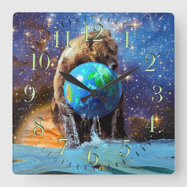 Grizzly Oear & Planet Earth Imaginaire Art Horloge (Recto)