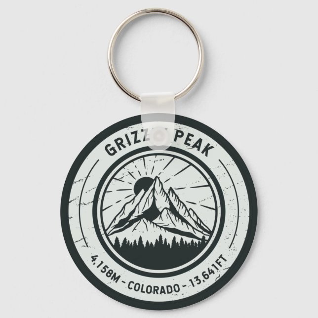 Grizzly Peak Colorado Hiking Skiing Travel  Keychain (Front)