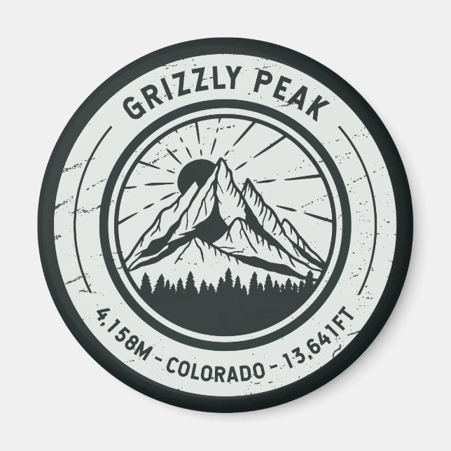 Grizzly Peak Colorado Hiking Skiing Travel Magnet (Front)