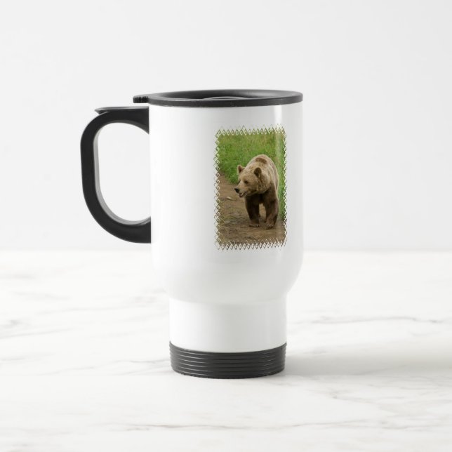 Grizzly  Plastic Travel Mug (Left)
