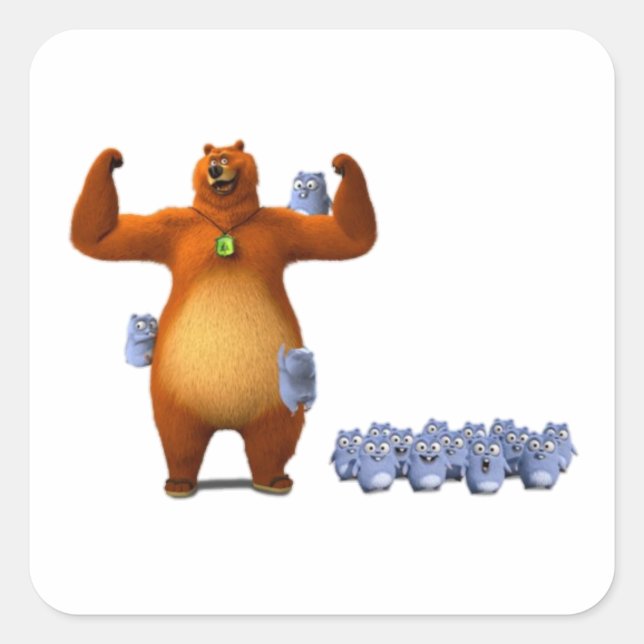 Grizzy and lemming  square sticker (Front)