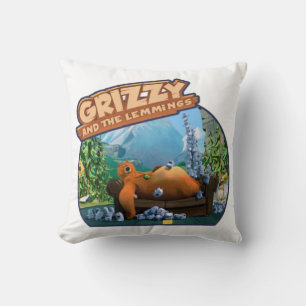 grizzy and lemming throw pillow