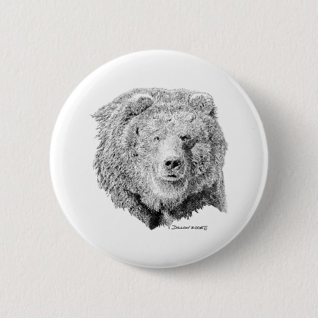 Grizzy Bear 2 Inch Round Button (Front)