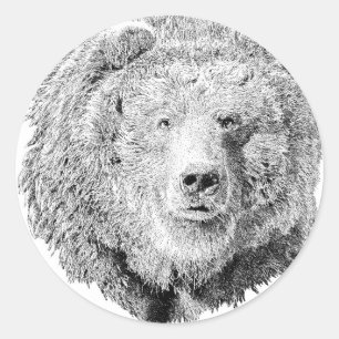 Grizzy Bear Classic Round Sticker