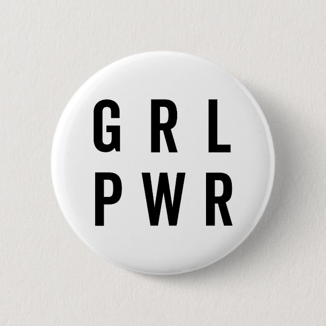 GRL PWR / Girl Power Feminist Quote 2 Inch Round Button (Front)