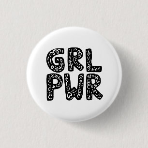GRL PWR Girl Power Typography Art 1 Inch Round Button