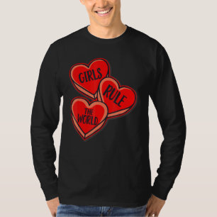 Grl Pwr Girl Rule The World Hearts Feminist Womens T-Shirt