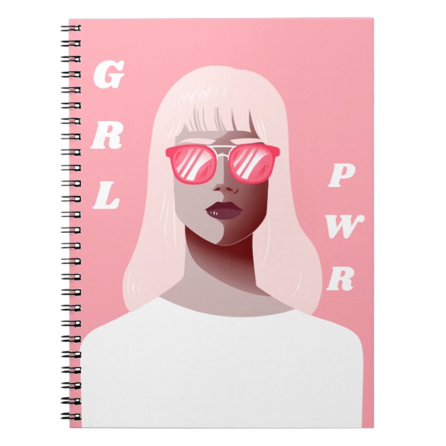 GRL PWR Modern Feminist Illustration Girl Power  Notebook (Front)