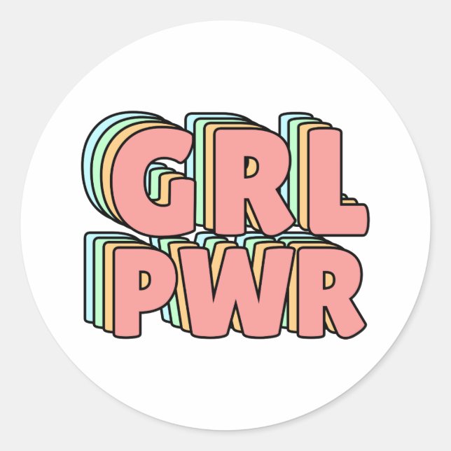 GRL PWR Pastel Classic Round Sticker (Front)