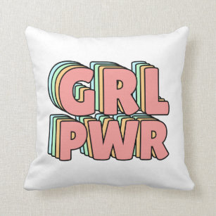 GRL PWR Pastel Throw Pillow