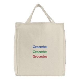 Groceries, Groceries, Groceries Embroidered Tote Bag