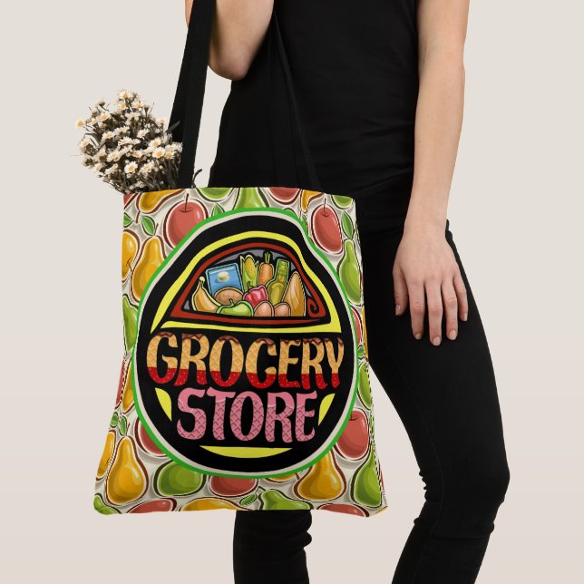 Grocery All Over Print Tote - See Back (Close Up)