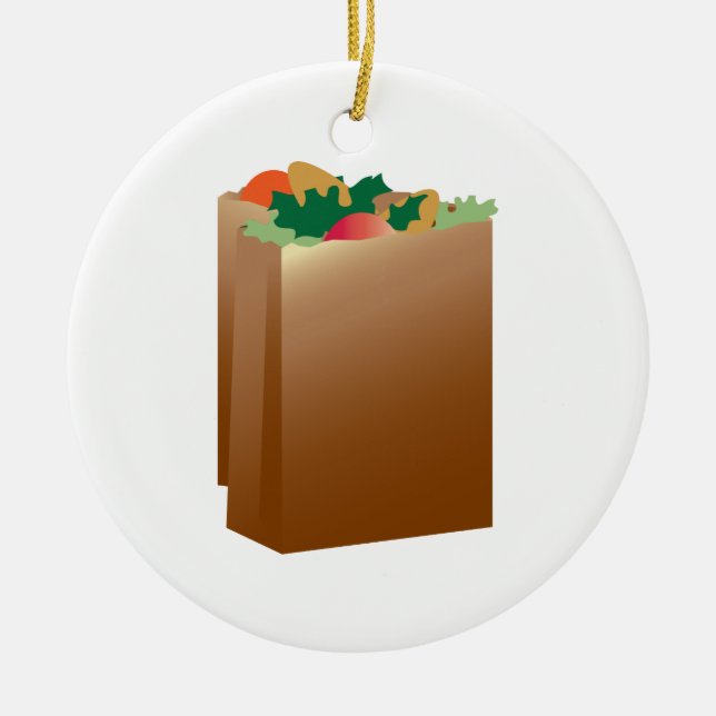 Grocery Bag Base Ceramic Ornament (Front)