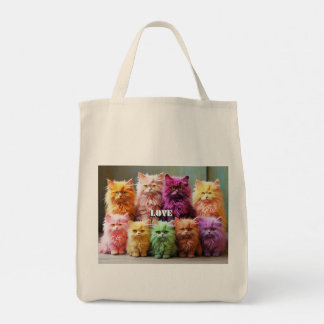 Grocery Bag with Cat Illustration