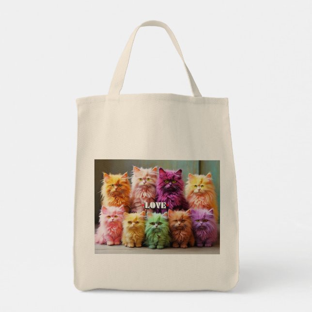 Grocery Bag with Cat Illustration (Back)