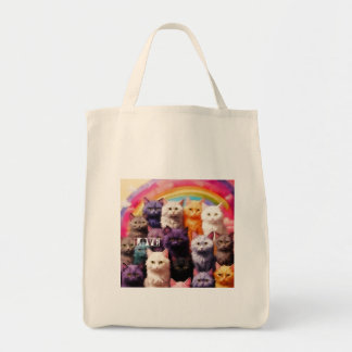 Grocery Bag with Cat Illustration