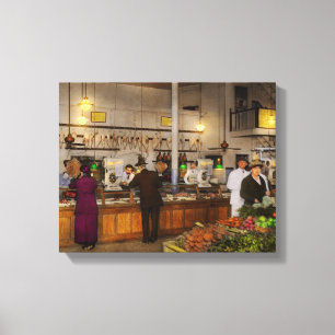 Grocery - Butcher - Sale on pork today 1920 Canvas Print