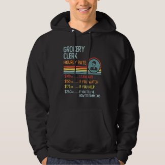 Grocery Clerk Hourly Rate T-Shirt Retro Job Title Hoodie