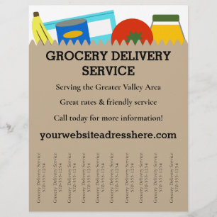 Grocery Delivery Service Flyer, Tear Off Strips Flyer