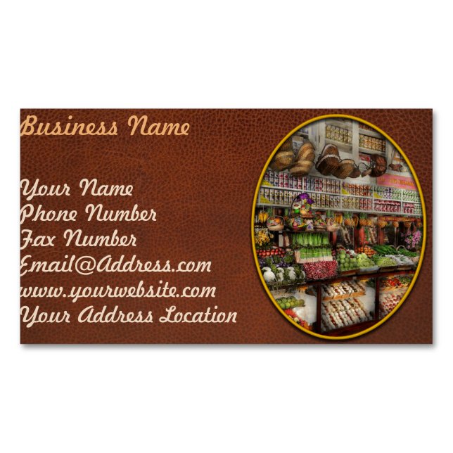 Grocery - Edward Neumann The produce section 1905 Magnetic Business Card (Front)