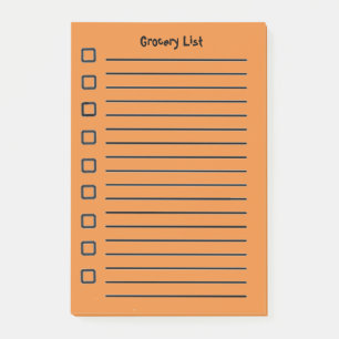 Grocery List Orange Sticky Notes Second Edition