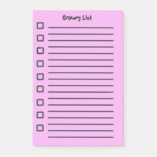 Grocery List Pink Sticky Notes 2nd Edition