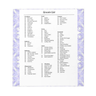 Grocery List Reminder with Pattern Purple Notepad