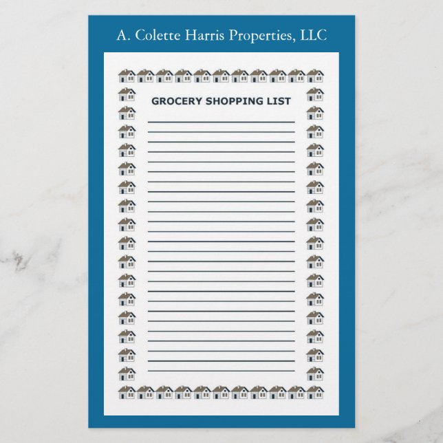 Grocery Note Pad- Design 2 Stationery (Front)