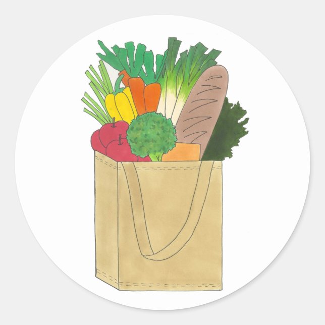 Grocery Shopping Greenmarket Market Fruit Veggies Classic Round Sticker (Front)