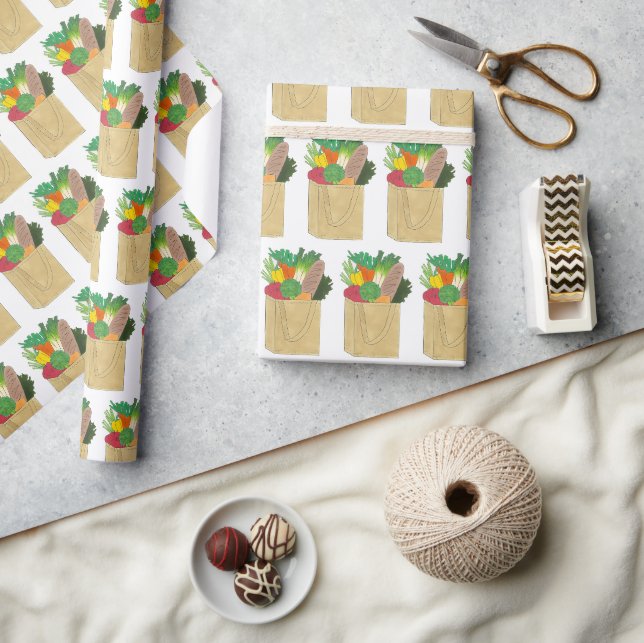 Grocery Shopping Greenmarket Market Fruit Veggies Wrapping Paper (Crafts)