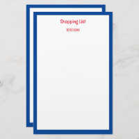 Grocery Shopping List Blue Border Custom Colour