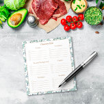 Grocery Shopping List Notepad<br><div class="desc">This Grocery Shopping List Planner Notepad is decorated with a teal blue green leafy foliage eucalyptus border. Elegant script typography denotes sections for each part of the store to make your shopping easier and more organized. These include produce, frozen and refrigerated, staples, sundries, beverages and deli/bakery. Makes a great housewarming...</div>