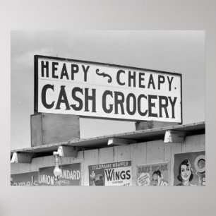 Grocery Sign, 1939. Vintage Photo Poster