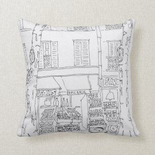 Grocery Store   Rue Brea, Paris, France Throw Pillow