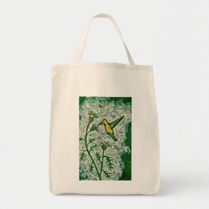 Grocery Tote Bag with Hummingbird