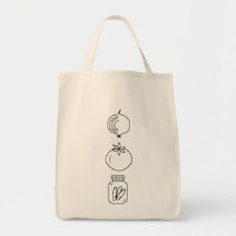 Grocery Veggie Tote Bag with Minimalistic Design