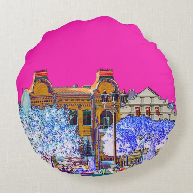 Grodno Belarus Architecture Round Pillow (Back)