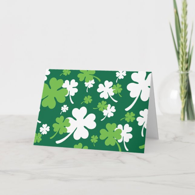 Groen klavertje vier blaadjes. St. Patrick's Day Card (Front)