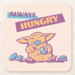 Grogu - Always Hungry Square Paper Coaster
