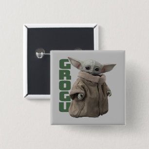 Grogu Character Name Graphic 2 Inch Square Button