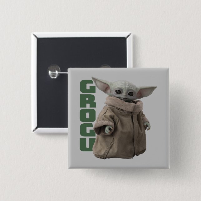 Grogu Character Name Graphic 2 Inch Square Button (Front & Back)