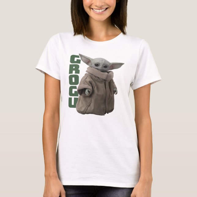 Grogu Character Name Graphic T-Shirt (Front)