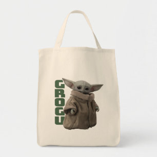 Grogu Character Name Graphic Tote Bag